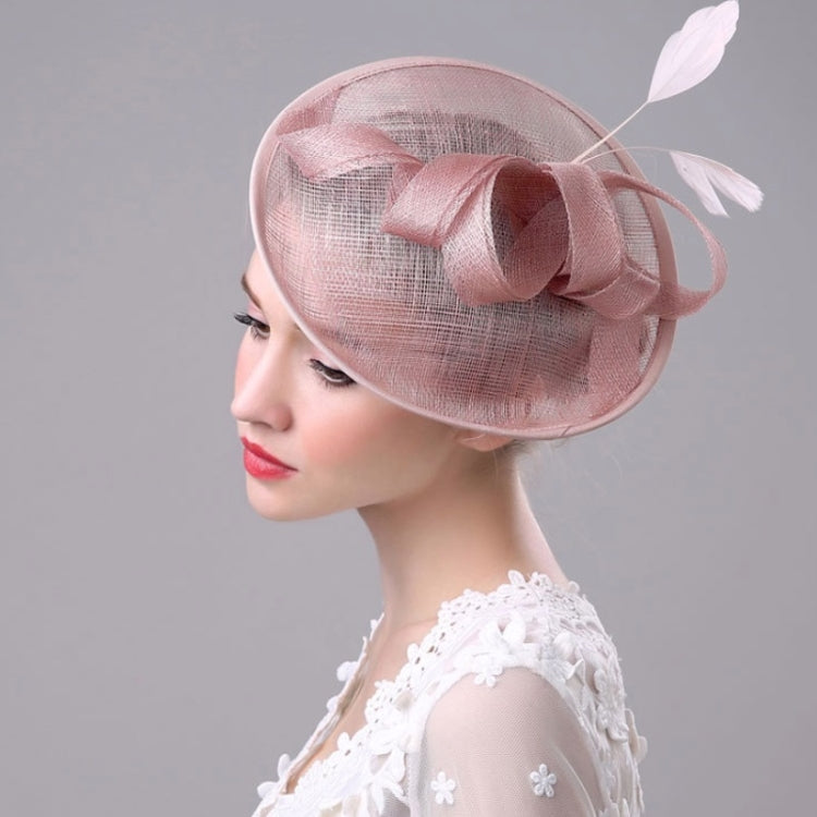 Bridal Headwear Retro Style Linen Hat, Black, White, Meat Meal, Silver Gray, Khaki, Milky White