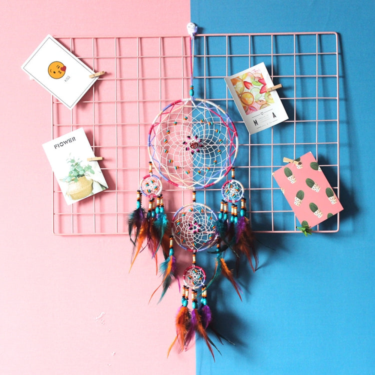 Home Hand Woven Colorful Bohemian Dream Catcher, Flowers, Wooden Beads