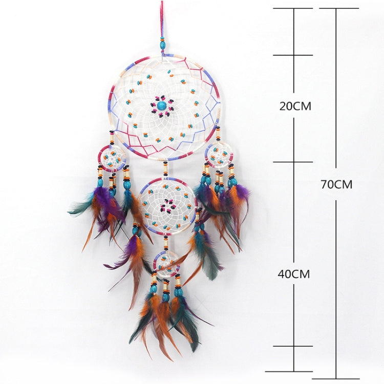 Home Hand Woven Colorful Bohemian Dream Catcher, Flowers, Wooden Beads