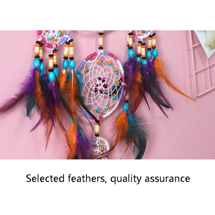 Home Hand Woven Colorful Bohemian Dream Catcher, Flowers, Wooden Beads