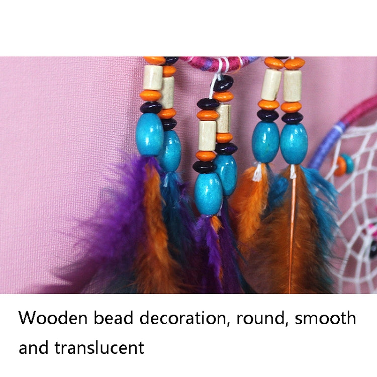 Home Hand Woven Colorful Bohemian Dream Catcher, Flowers, Wooden Beads