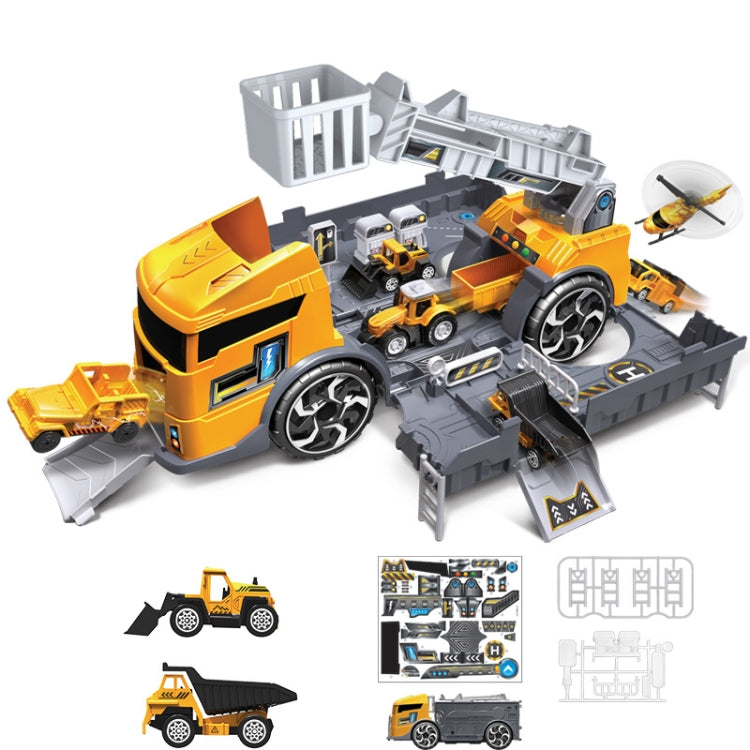 Children Toy Tractor Container Truck Simulation Parking Lot Car Model Set, Engineering vehicle, Fire Engine