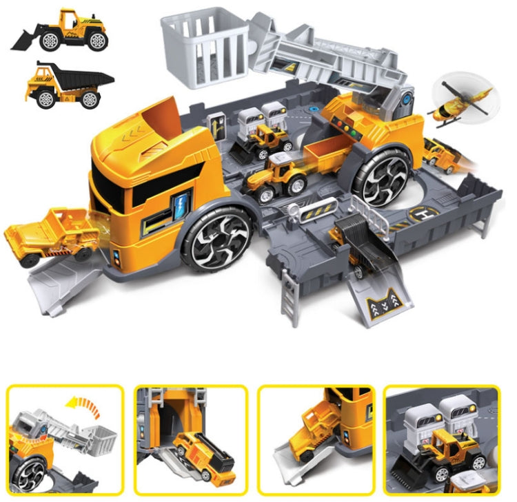 Children Toy Tractor Container Truck Simulation Parking Lot Car Model Set, Engineering vehicle, Fire Engine