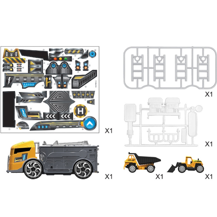 Children Toy Tractor Container Truck Simulation Parking Lot Car Model Set, Engineering vehicle, Fire Engine