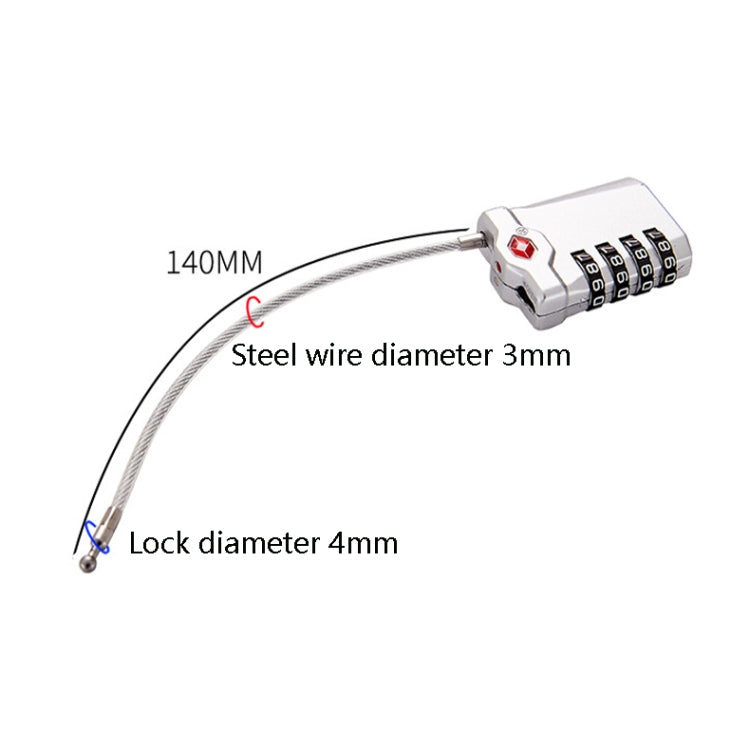 Zinc Alloy Red Dot Luggage Small Padlock Small Mini Code Lock, Black, Silver