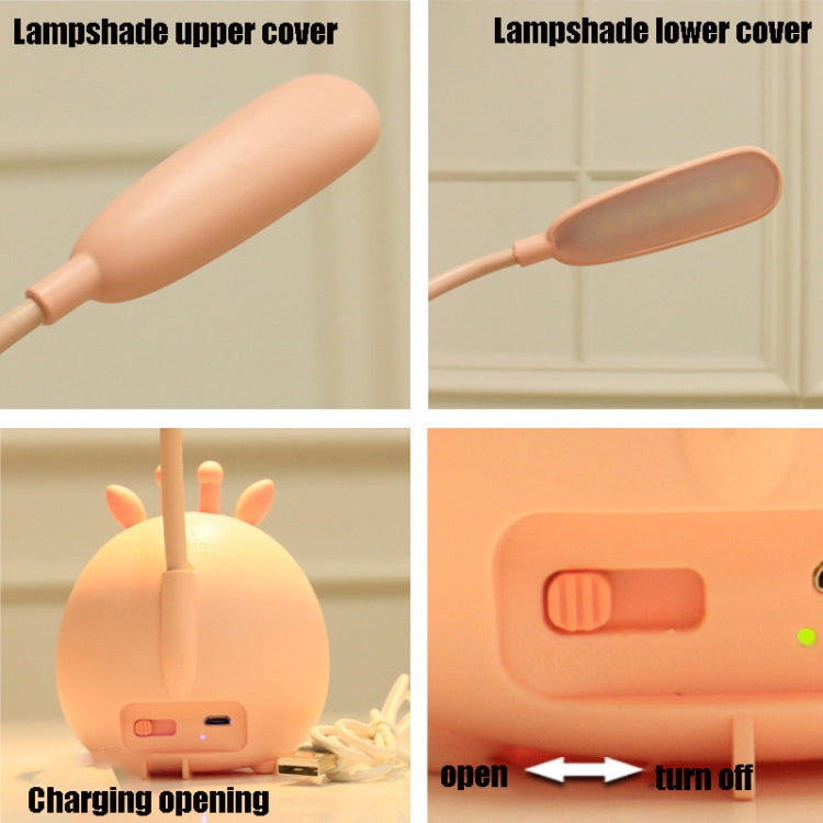 YW2021 Cartoon Cute LED Eye Protection Desk Lamp Student Dormitory Bedroom Folding Reading Desk Lamp, Green Lamb, Pink Lamb, Brown Lamb, Blue Fawn, Pink Fawn, Brown Fawn, Green Fawn, Green Bear, Pink Bear, Brown Bear, Blue Lamb