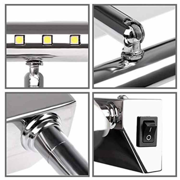 5W LED Wall Lamp Stainless Steel Bathroom Mirror Light, 40CM No Switch, 40CM With Switch