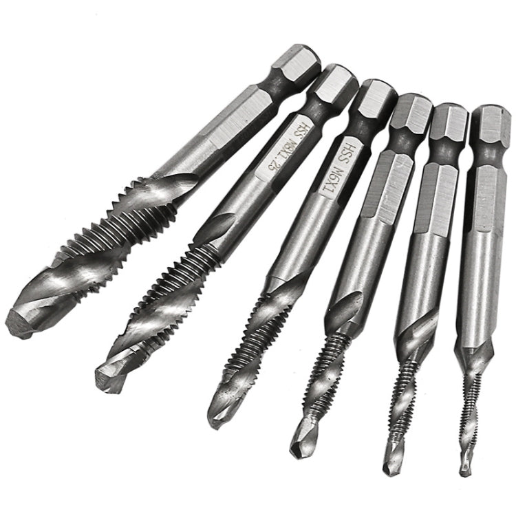 6 PCS / Set HSS Multi-Function Integrated Composite Tap Hole Tapping Chamfering, 6 PCS / Set Hole Tapping Chamfering