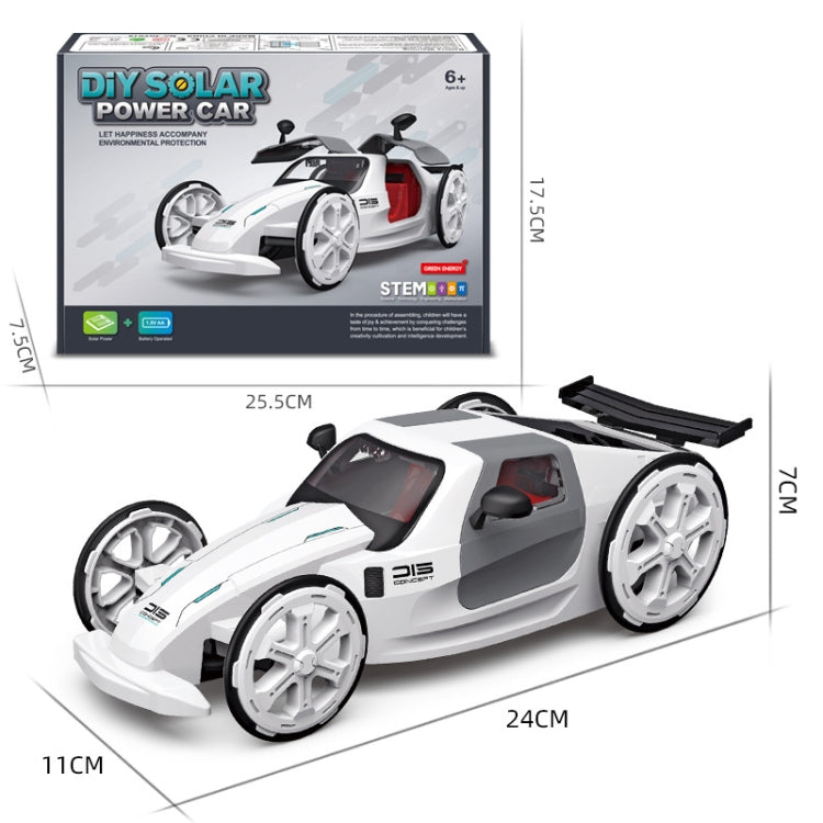 Children DIY Solar Sports Car Toy Science Education Assembled 4-Wheel Electric Drive Model, DIY Solar Sports Car Toy