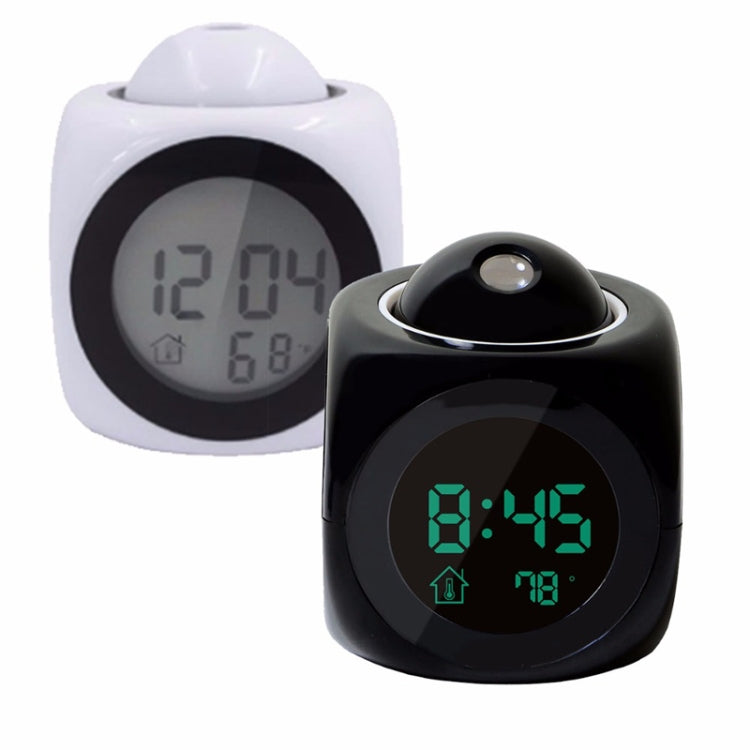 Multi-function LED Projection Alarm Clock Voice Talking Clock, White without USB cable, Black + USB cable