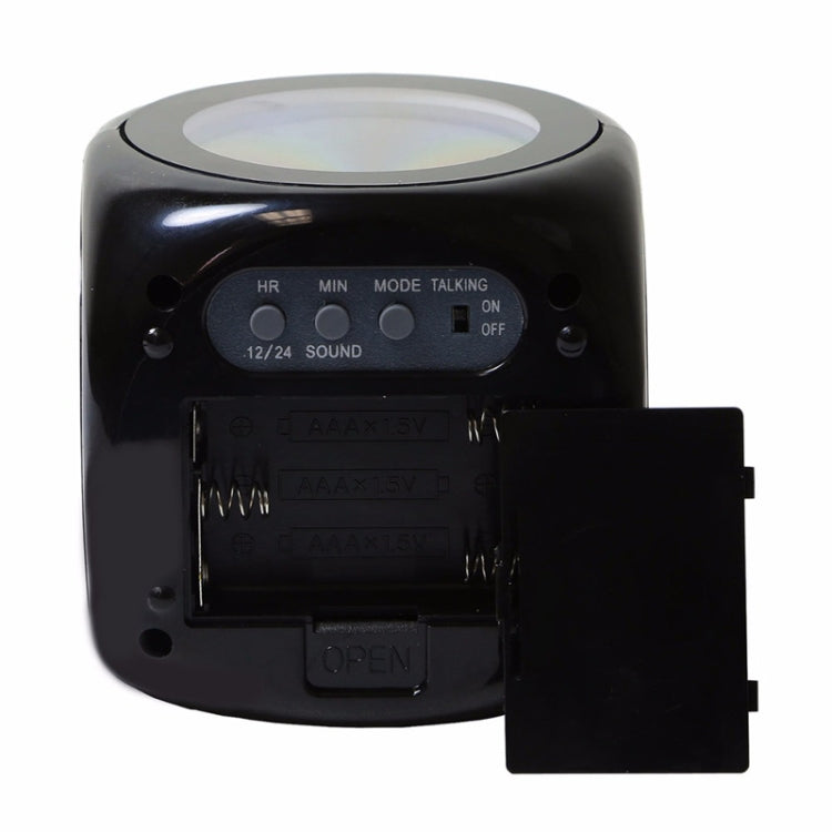 Multi-function LED Projection Alarm Clock Voice Talking Clock, White without USB cable, Black + USB cable