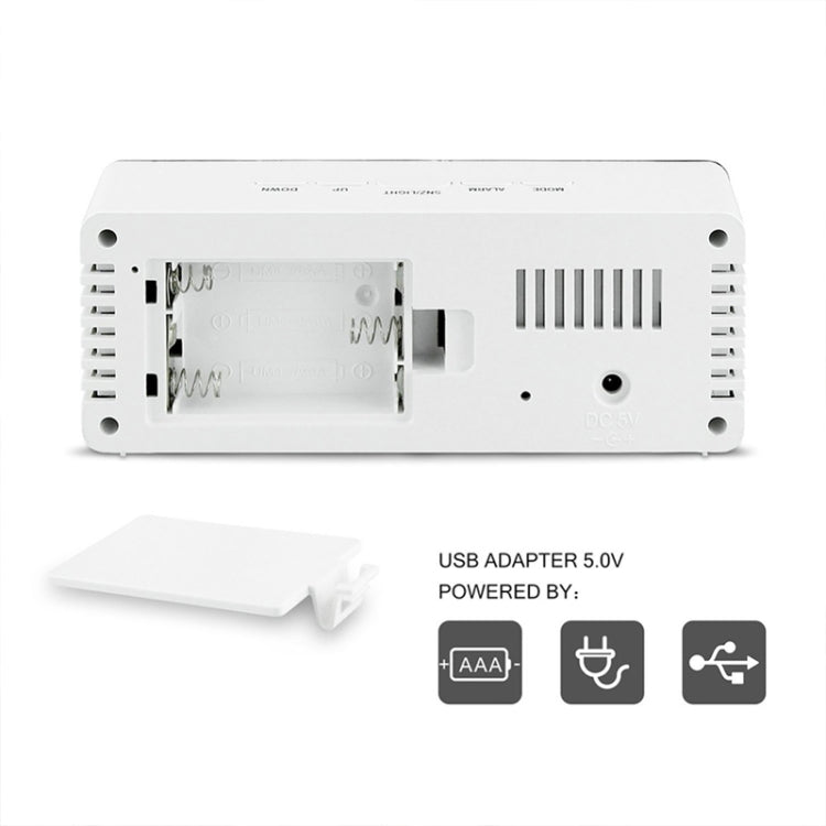 LED Mirror Alarm Clock Digital Snooze Table Clock Electronic Time Temperature Large Display with Wake Up Light, TS-S69-W