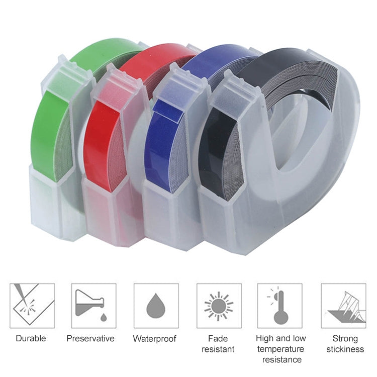 CIDY 9mm 3D Embossed Manual Label Tape, Suitable Label Machine DYMO1610 / Motex1540 Sticker Printer, Black 3D-325, Red 3D-425, Blue 3D-525, Yellow 3D-625, Green 3D-725, Golden 3D-825, Silver 3D-925, Transparent 3D-125, Champagne Gold 3D-CG25           ...