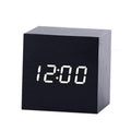 Multicolor Sounds Control Wooden Clock Modern Digital LED Desk Alarm Clock Thermometer Timer, Black White, Black Red, Black Blue, Black Green, White Red, White Blue, White Green, Wooden White