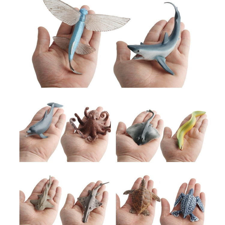 3 PCS Simulation Marine Animal Model Ornaments, Serrated Ray, Rays, Sea Turtle, Mako Shark, Happy Dolphin, Small Sea Dog, Sailfish, Guitarfish, Octopus, Flying Fish, Leatherback Turtle, Eel