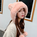 Autumn and Winter Ladies Cotton and Cashmere Skullcap Three Fur Balls Cute Plus Velvet Thickening  Pure Color Knitted Hat, Free Size