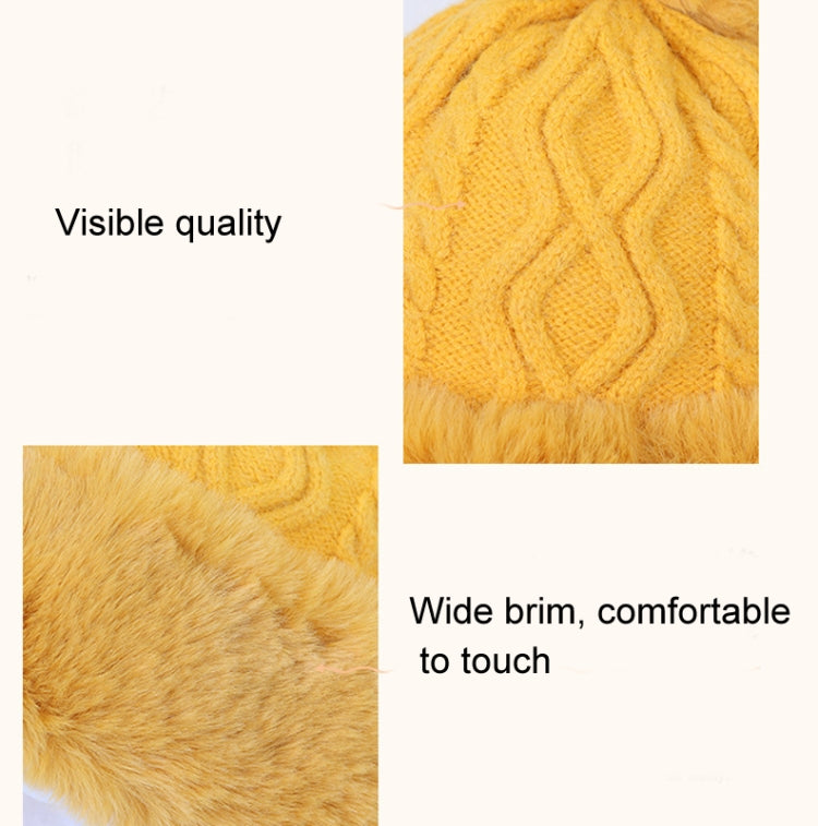 Autumn and Winter Ladies Cotton and Cashmere Skullcap Three Fur Balls Cute Plus Velvet Thickening  Pure Color Knitted Hat, Free Size