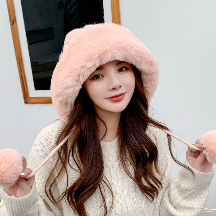 Autumn and Winter Ladies Cotton and Cashmere Skullcap Three Fur Balls Cute Plus Velvet Thickening  Pure Color Knitted Hat, Free Size