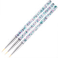 3pcs / Set Nail Art Brush Tool Acrylic Nail Crystal Carving Phototherapy Drawing Pen, Silver Tube, Golden Tube