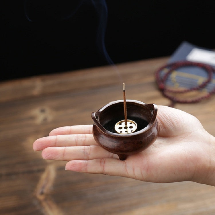 Binaural Incense Burner Pure Copper Household Small Indoor Antique Incense Burner, Three-foot Xuande Furnace, Hand-played Vatican Incense Burner