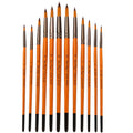 ZHU TING 12 PCS / Set Short Wooden Pole Nylon Hair Watercolor Hook Line Brush Nail Oil Painting Stroke Brush, Watercolor Hook Line Brush
