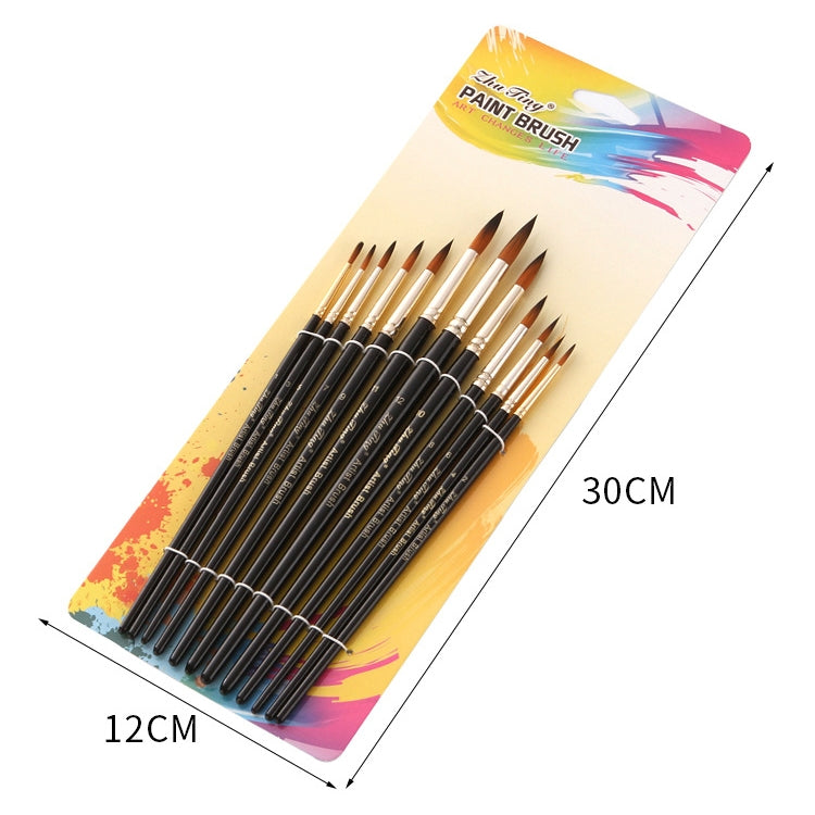 ZHU TING 12 PCS / Set Nylon Hair Watercolor Pen Children Painted Gouache Brush, Nylon Hair Watercolor Pen