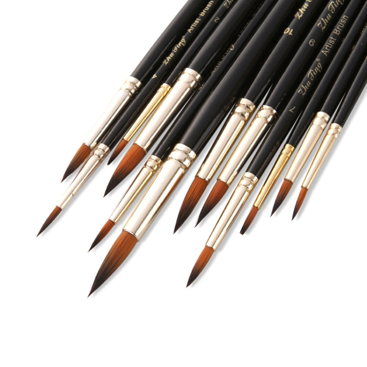 ZHU TING 12 PCS / Set Nylon Hair Watercolor Pen Children Painted Gouache Brush, Nylon Hair Watercolor Pen
