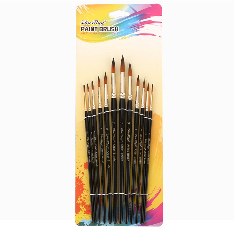 ZHU TING 12 PCS / Set Nylon Hair Watercolor Pen Children Painted Gouache Brush, Nylon Hair Watercolor Pen