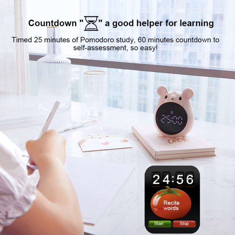 Elf Mouse Alarm Clock Countdown Learning Time Management Student And Child Cartoon Clock, Blue, Pink
