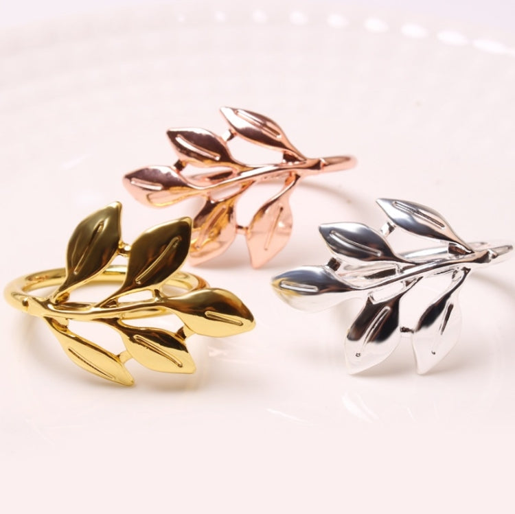 Electroplating Leaf Shape Napkin Buckle Wedding Hotel Napkin Ring, Gold, Silver, Rose Gold