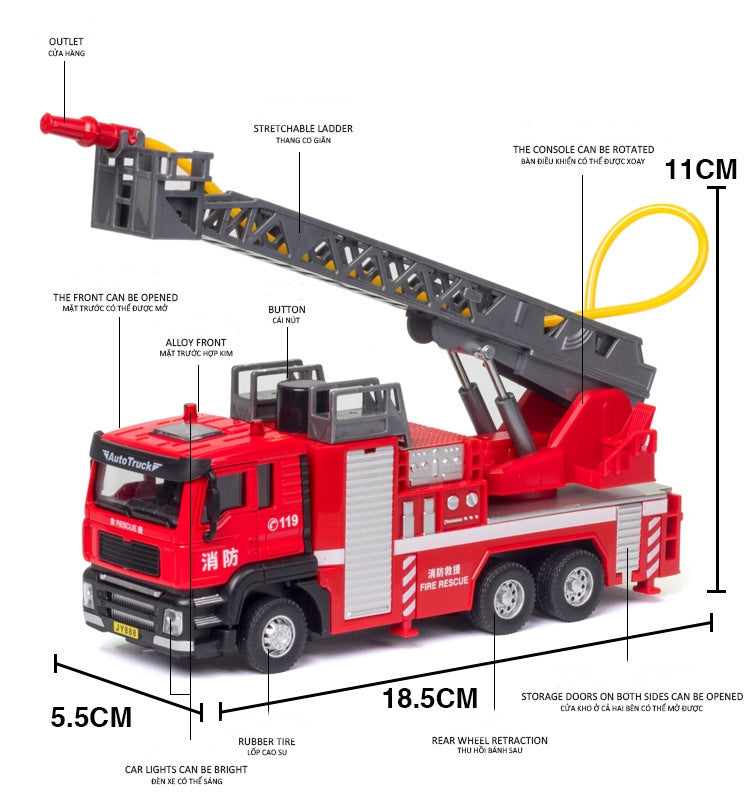 Jiaye Simulation Alloy 1:50 Scale Engineering Car Model Children Toy Car, Mixer, Excavator, Water Tanker, Ladder Car