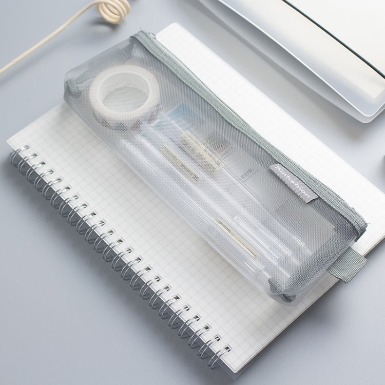 Nylon Simple Transparent Mesh Pencil Case Office School Supplies, Big Black, Big White, Big Grey, Small Black, Small White, Small Grey