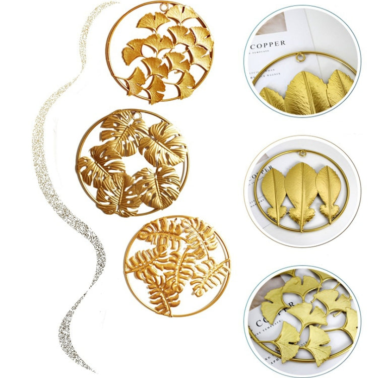 Home Living Room Iron Art Wall Hanging Gold Three-Dimensional Leaf Wall Hanging Decorative Painting, A, B, C, D, E, F