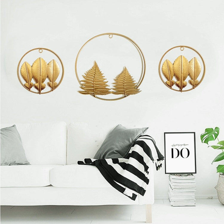 Home Living Room Iron Art Wall Hanging Gold Three-Dimensional Leaf Wall Hanging Decorative Painting, A, B, C, D, E, F