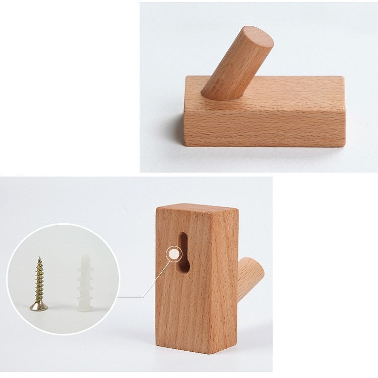 Solid Wood Punch-Free Entrance Behind The Door On The Wall Sticky Hook Clothes Hook Beech Wood, Beech Wood, Oak, Black Walnut