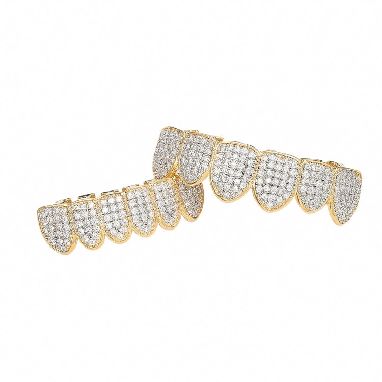 Halloween Accessories Micro-Inlaid Zircon Hip-Hop Braces, Gold Suit, Silver Suit, Gold Upper Teeth, Gold Lower Teeth, Silver Upper Teeth, Silver Lower Teeth