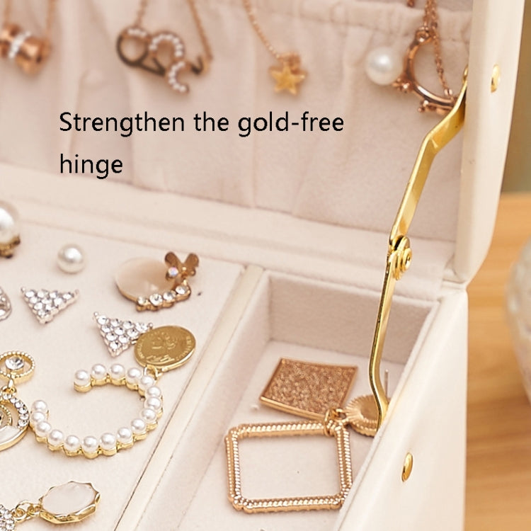 Three-Layer Leather Drawer Type Jewelry Storage Box Earrings Box With Lock, Three-Layer (Creamy White), Three-Layer (Dark Green), Three-Layer (Navy Blue)