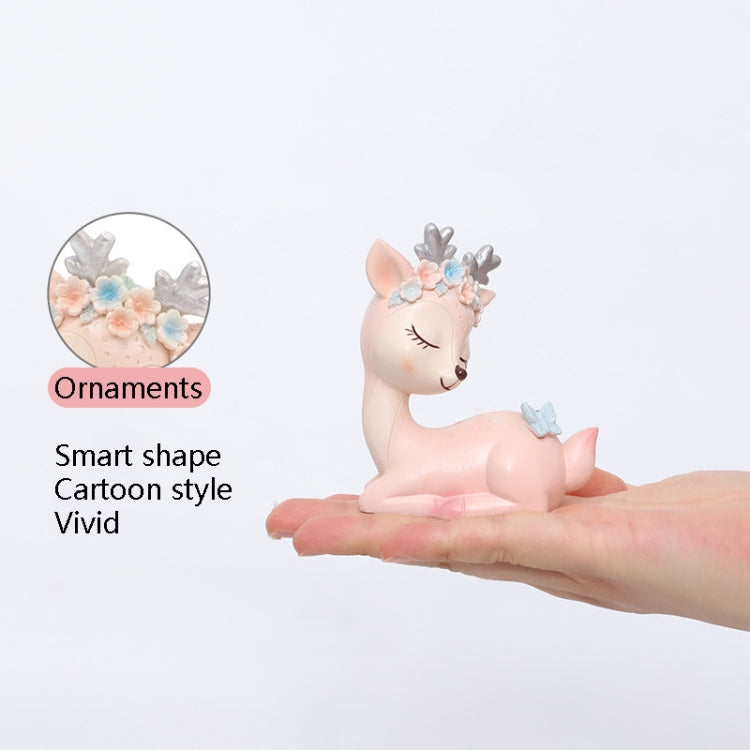Car Decoration Cartoon Sika Deer Decoration Creative Resin Handicraft Cake Decoration, Blue, Pink