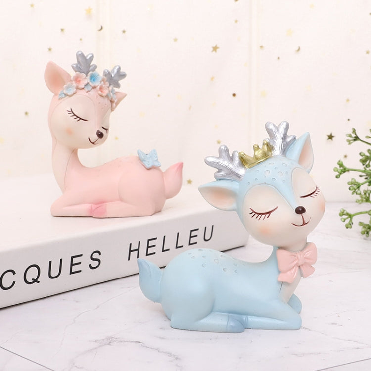 Car Decoration Cartoon Sika Deer Decoration Creative Resin Handicraft Cake Decoration, Blue, Pink