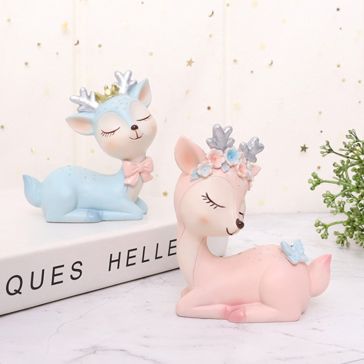 Car Decoration Cartoon Sika Deer Decoration Creative Resin Handicraft Cake Decoration, Blue, Pink