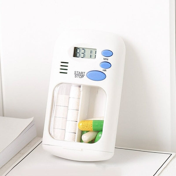 TF-264 Portable Mini Smart Timing Reminder Pill Box Plastic Pill Storage Box, TF-264