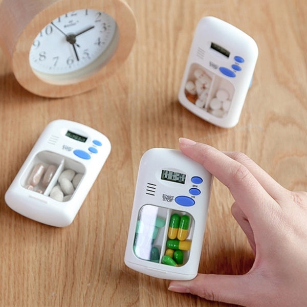 TF-264 Portable Mini Smart Timing Reminder Pill Box Plastic Pill Storage Box, TF-264