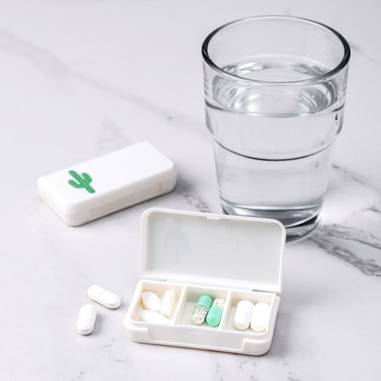 8 PCS Small Portable Moisture-proof Sealed Medicine Box 3 Compartments A Day Medicine Divided, Flamingo, Cactus, Turtle Leaf, Pineapple, Letter