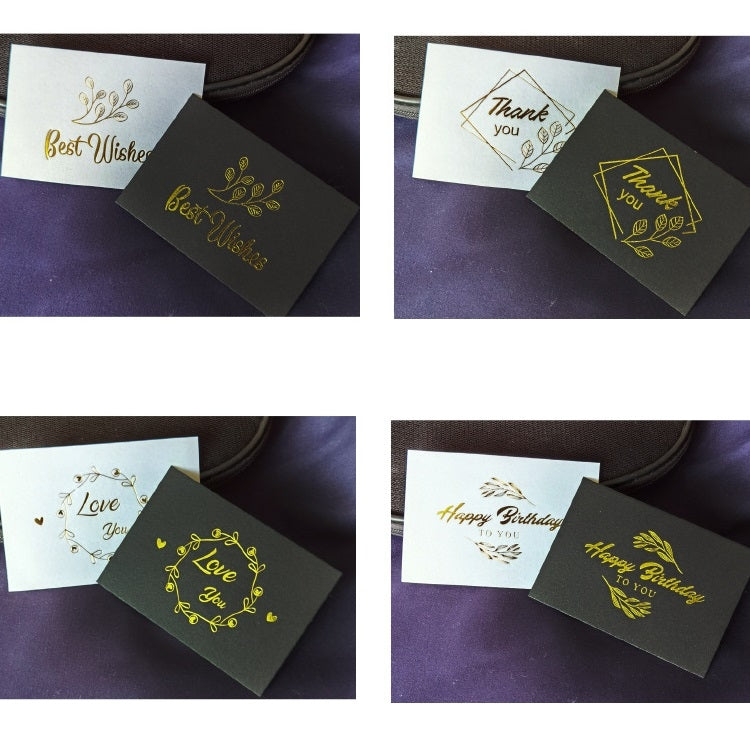150 PCS Wedding Blessing Card Thank You Message Gift Decoration Card Bronzing Flower Greeting Card, Blessing （White）, Thank You （White）, Love You （White）, Happy Birthday （White）, Blessing （Black）, Thank You （Black）, Love You （Black）                    ...