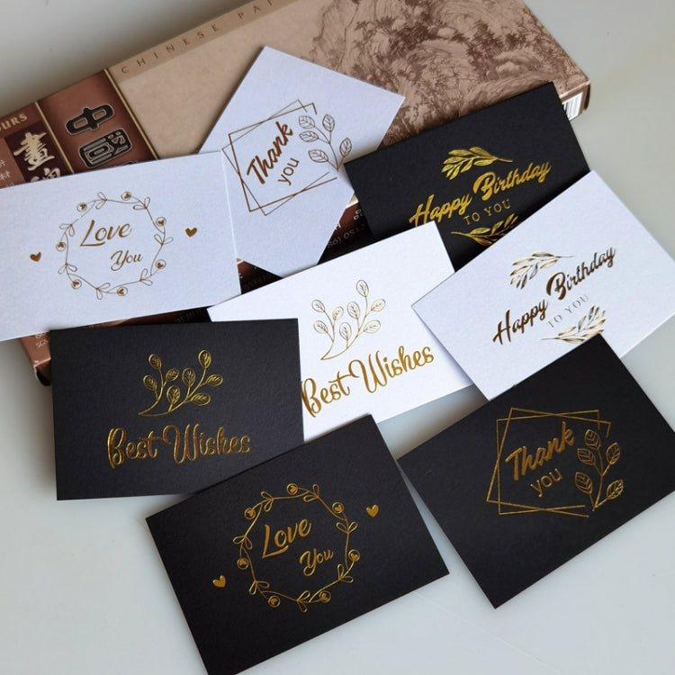 150 PCS Wedding Blessing Card Thank You Message Gift Decoration Card Bronzing Flower Greeting Card, Blessing （White）, Thank You （White）, Love You （White）, Happy Birthday （White）, Blessing （Black）, Thank You （Black）, Love You （Black）                    ...
