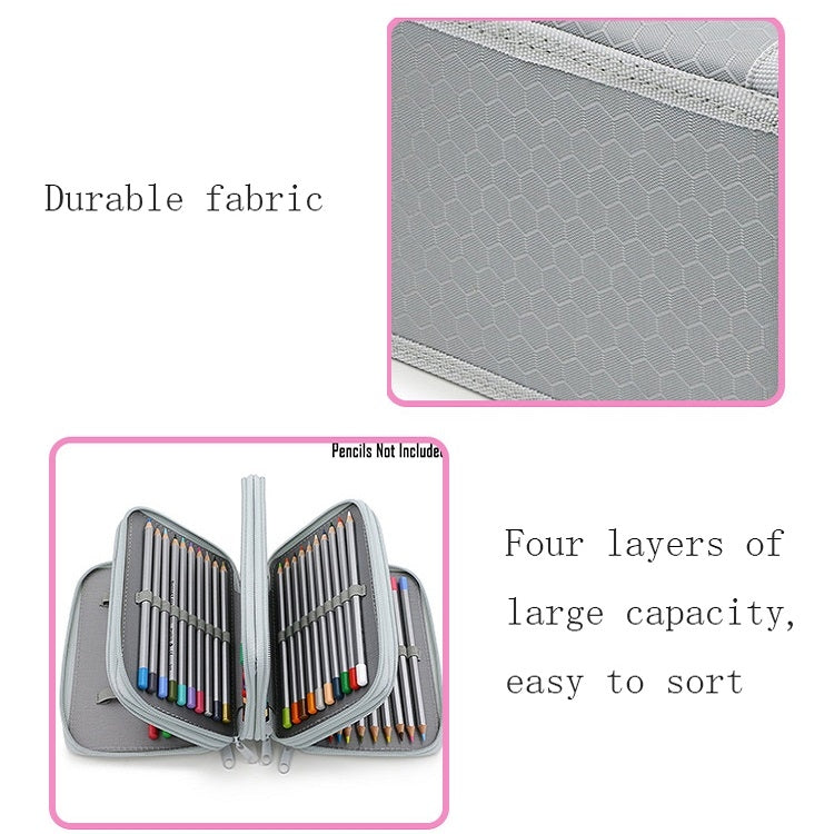 Solid Color Square Four-Layer Pencil Case Sketch Colorful Pencil Case With 72 Holes, Four-Layer