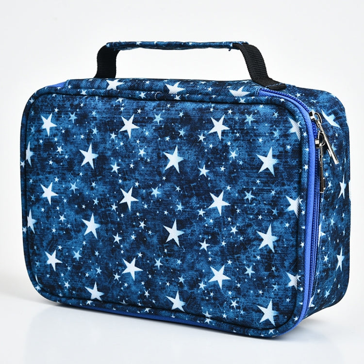 Large-Capacity Frosted Pencil Case Zipper Pencil Case, Blue Five-pointed Star, Red Five-pointed Star, Green Geometry