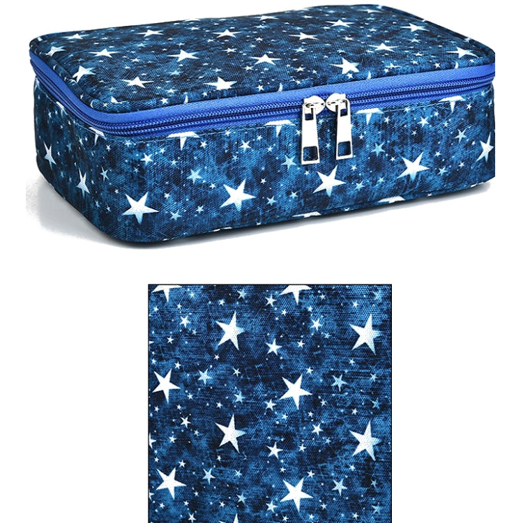 Large-Capacity Frosted Pencil Case Zipper Pencil Case, Blue Five-pointed Star, Red Five-pointed Star, Green Geometry