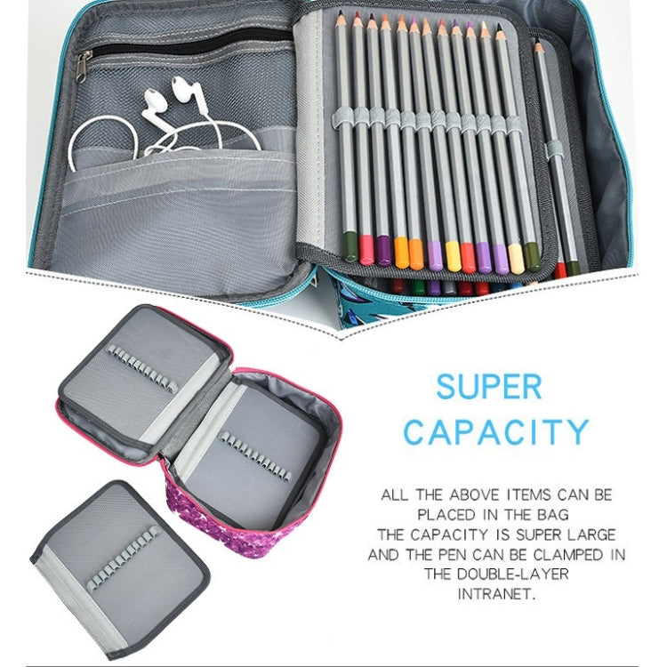 Large-Capacity Frosted Pencil Case Zipper Pencil Case, Blue Five-pointed Star, Red Five-pointed Star, Green Geometry