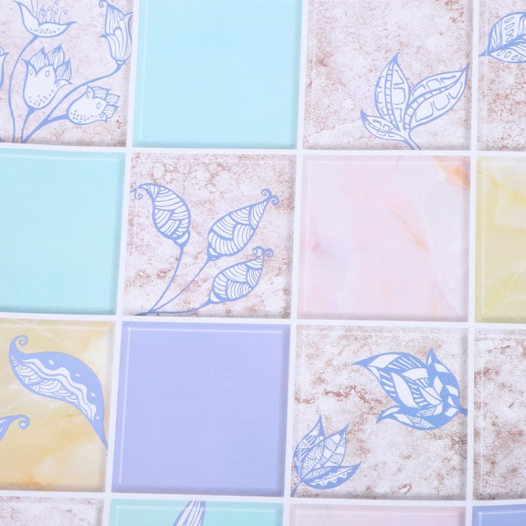 Kitchen Anti-Smoke Tile Wall Stickers Stove Wallpaper, Blossoming Flowers, Blue Ans White Porcelain, Purple Vine